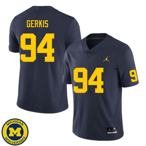 Men Michigan Wolverines #94 Izaak Gerkis Navy Alumni Jersey